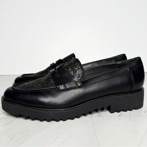 Franco Sarto Cassandra Black Sequin Penny Loafer 10M